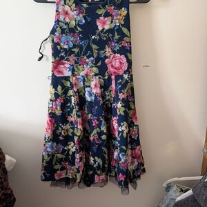 BCX Floral Kids Dress - Navy and Pink